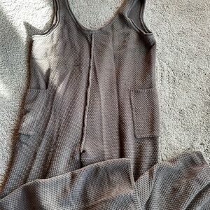 By Together Chocolate Knit Sweater Jumpsuit-Oversized-Size Large